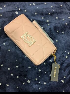 bebe Blush ZaZa Zip-Around Wallet with Crystal Emblem